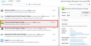 Xamarin.Android.Support.Design in nuget store